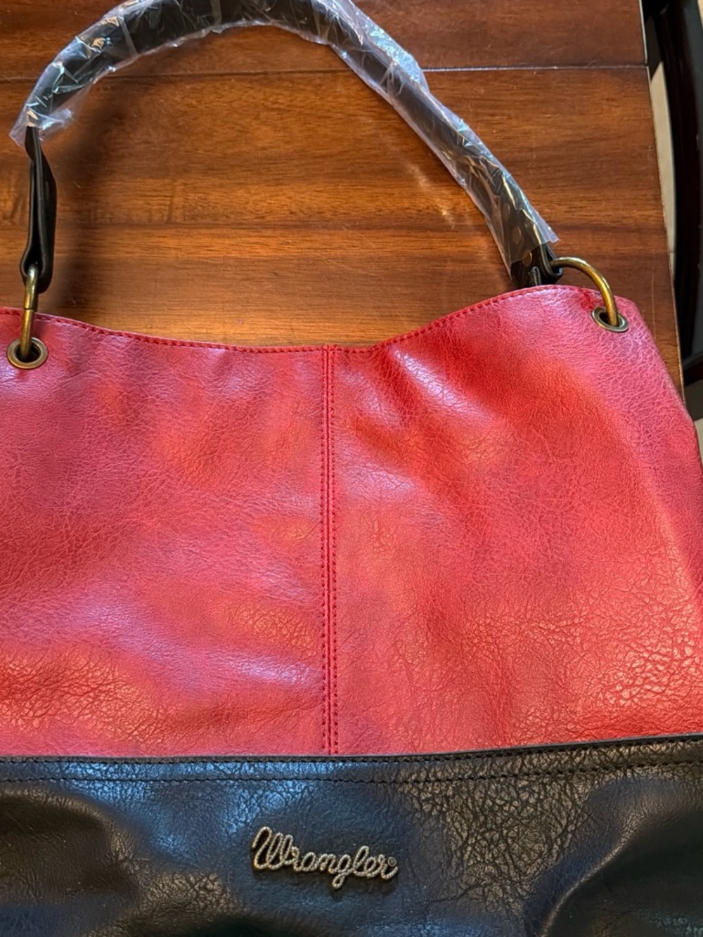 Wrangler Red and Black Women’s Shoulder Bag with Gold Logo